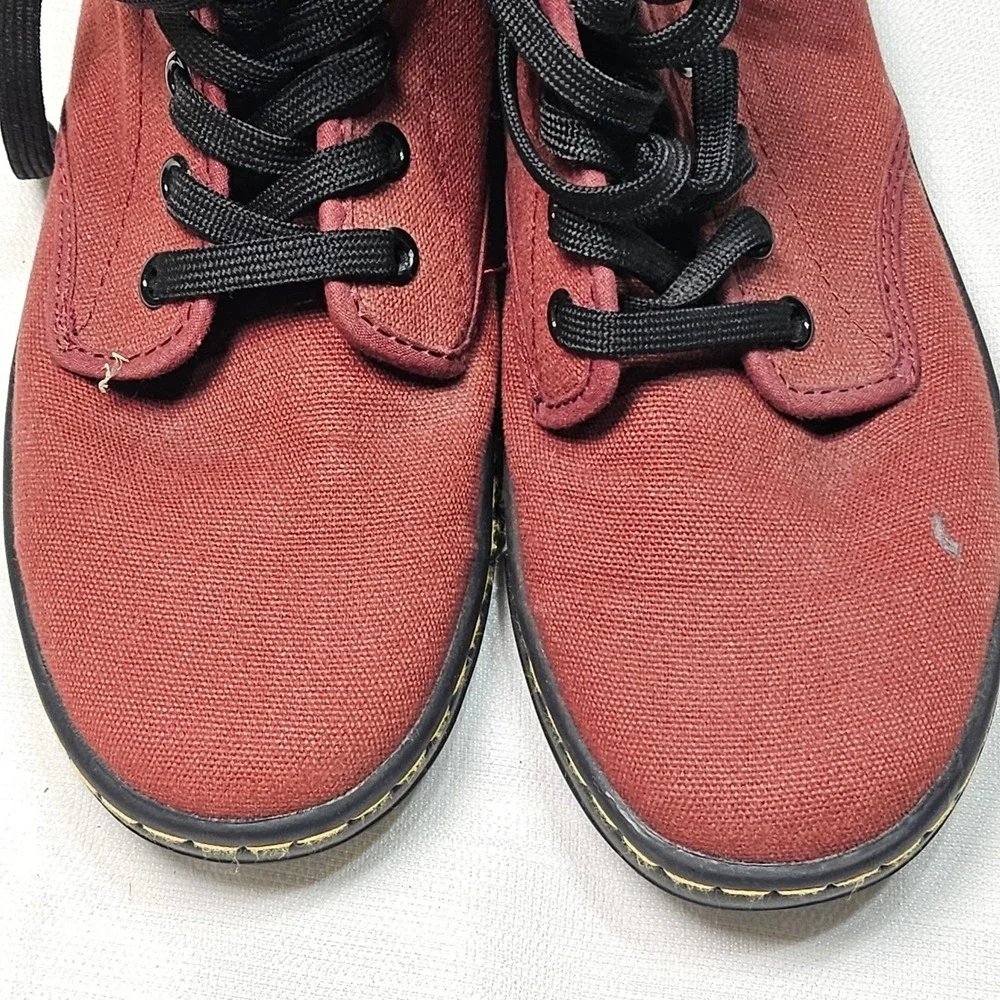 Dr Martens Shoreditch Burgundy Canvas Lace‎ Up Ankle Boots Women's Size 6 US